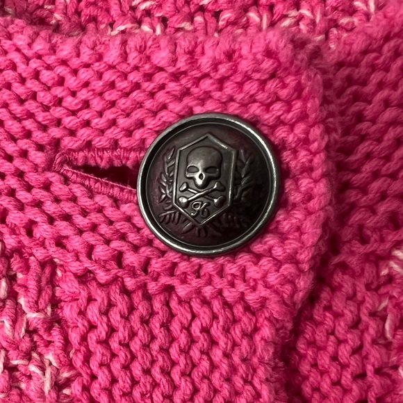 TORRID Pink Button Up Boxy Cardigan Sweater With Skull Buttons Sz 2 - Picture 4 of 7